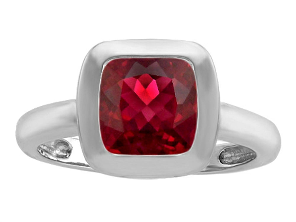 Star K 8mm Cushion-Cut Solitaire Ring With Created Ruby