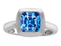 Star K 8mm Cushion-Cut Solitaire Ring With Simulated Blue Topaz