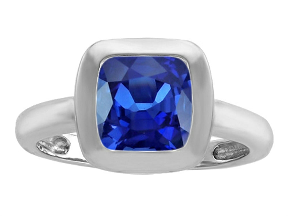 Star K 8mm Cushion-Cut Solitaire Ring With Created Sapphire