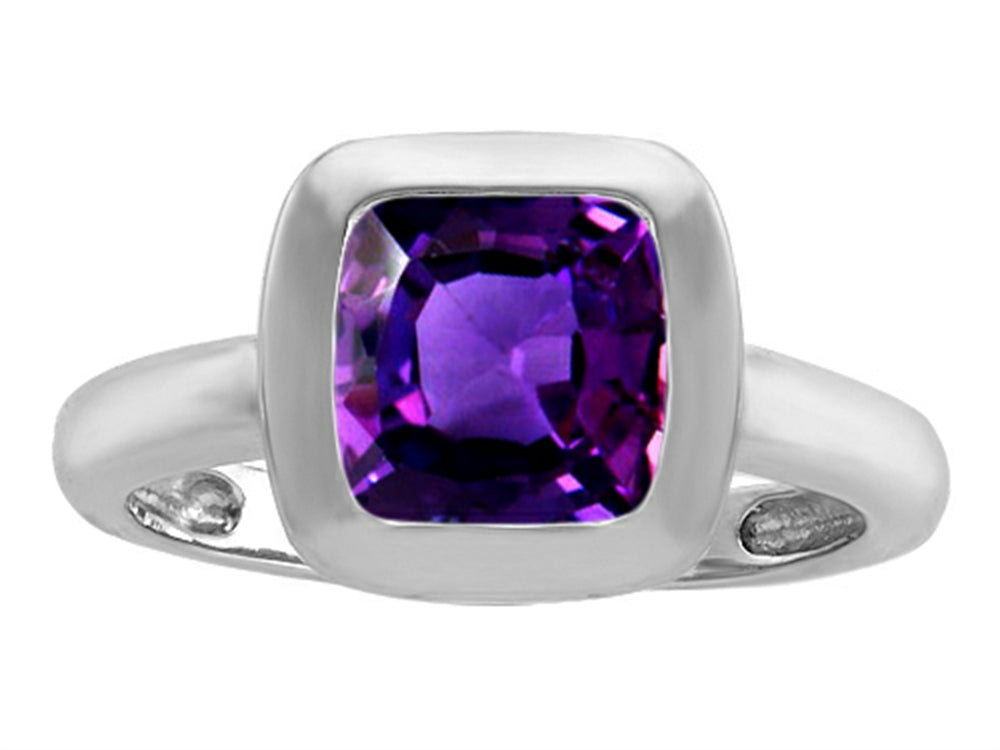 Star K 8mm Cushion-Cut Solitaire Ring With Simulated Amethyst