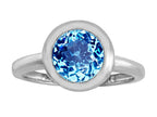 Star K 8mm Round Solitaire Ring With Simulated Blue Topaz