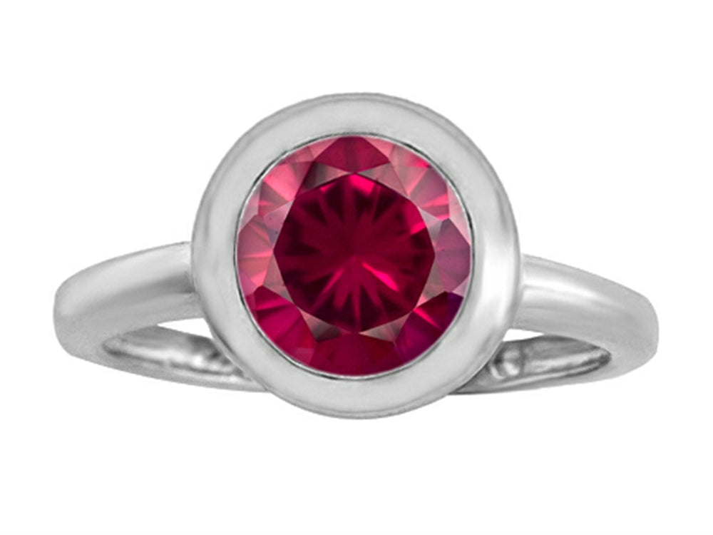 Star K 8mm Round Solitaire Ring With Created Ruby