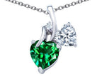 Star K™ 8mm Heart Shape Simulated Emerald Double Hearts Pendant Necklace