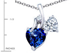 Star K™ 8mm Heart Shape Created Sapphire Double Hearts Pendant Necklace