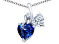 Star K™ 8mm Heart Shape Created Sapphire Double Hearts Pendant Necklace