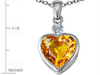 Star K™ 10mm Heart Shape Simulated Citrine Heart Pendant Necklace