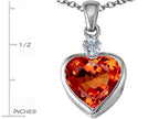 Star K™ 10mm Heart Shape Simulated Orange Mexican Fire Opal Heart Pendant Necklace