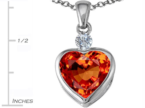 Star K™ 10mm Heart Shape Simulated Orange Mexican Fire Opal Heart Pendant Necklace
