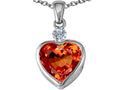 Star K™ 10mm Heart Shape Simulated Orange Mexican Fire Opal Heart Pendant Necklace