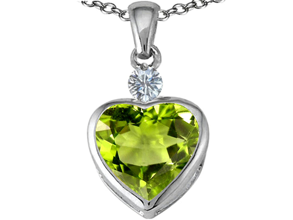 Star K™ 10mm Heart Shape Simulated Peridot and Cubic Zirconia Heart Pendant Necklace