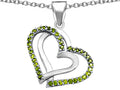 Star K™ Round Simulated Peridot Double Hearts Pendant Necklace