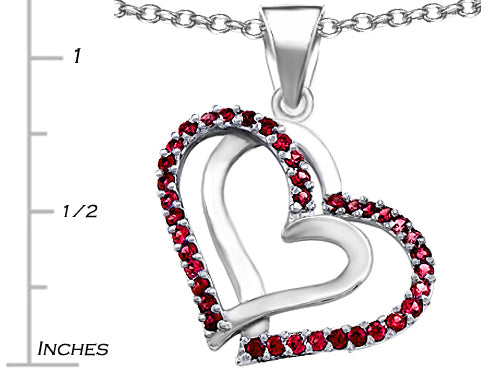 Star K™ Round Created Ruby Double Hearts Pendant Necklace