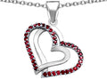 Star K™ Round Created Ruby Double Hearts Pendant Necklace