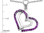 Star K™ Round Simulated Amethyst Double Hearts Pendant Necklace