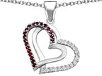 Star K™ Round Simulated Garnet Double Hearts Pendant Necklace