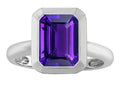 Star K 9x7mm Emerald Cut Octagon Solitaire Ring With Simulated Amethyst