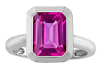 Star K™ 9x7mm Emerald Cut Octagon Solitaire Ring With Created Pink Sapphire