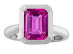 Star K™ 9x7mm Emerald Cut Octagon Solitaire Ring With Created Pink Sapphire