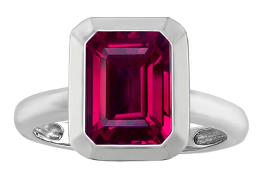 Star K 9x7mm Emerald Cut Octagon Solitaire Ring With Created Ruby