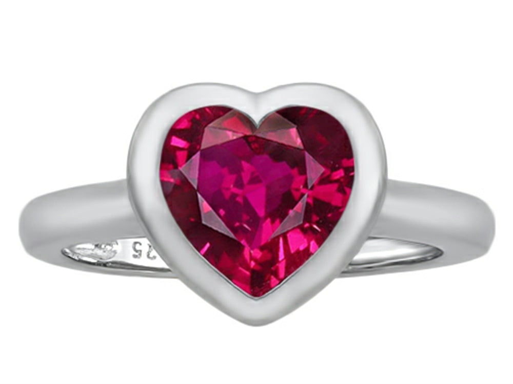 Star K 8mm Heart Shape Solitaire Ring With Created Ruby