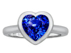 Star K 8mm Heart Shape Solitaire Ring With Created Sapphire