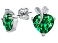 Star K™ 8mm Heart Shape Simulated Emerald Heart Earrings