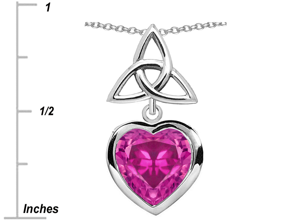 Star K™ Love Knot Pendant Necklace with Heart 9mm Created Pink Sapphire