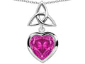 Star K™ Love Knot Pendant Necklace with Heart 9mm Created Pink Sapphire
