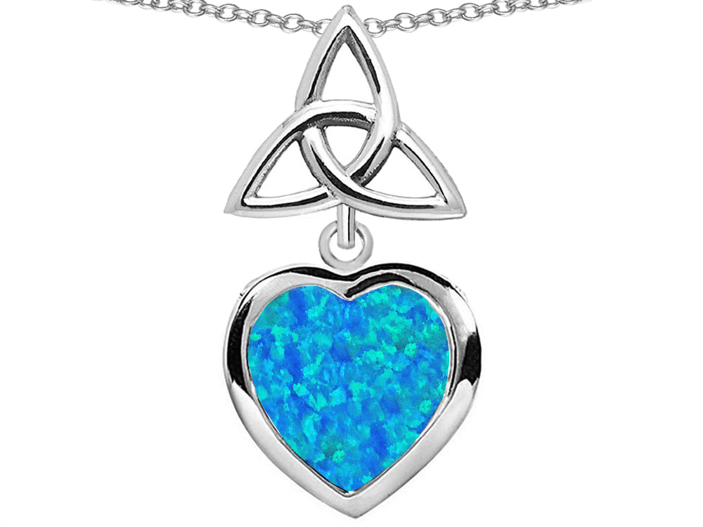 Star K™ Love Knot Pendant Necklace with Heart 9mm Blue Created Opal
