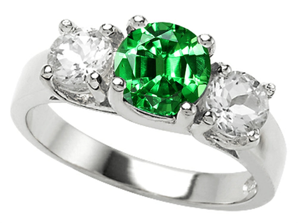 Star K 7mm Round Simulated Emerald Ring