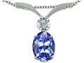 Tommaso Design™ Oval 7x5mm Genuine Tanzanite Pendant Necklace