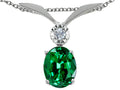Tommaso Design™ Oval 8x6mm Simulated Emerald And Pendant Necklace