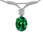 Tommaso Design™ Oval 8x6mm Simulated Emerald And Pendant Necklace
