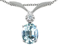 Tommaso Design™ Oval 8x6mm Simulated Aquamarine Pendant Necklace