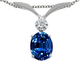 Tommaso Design™ Created Blue Sapphire Oval 8x6mm Pendant Necklace