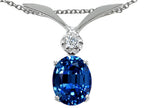 Tommaso Design™ Created Blue Sapphire Oval 8x6mm Pendant Necklace