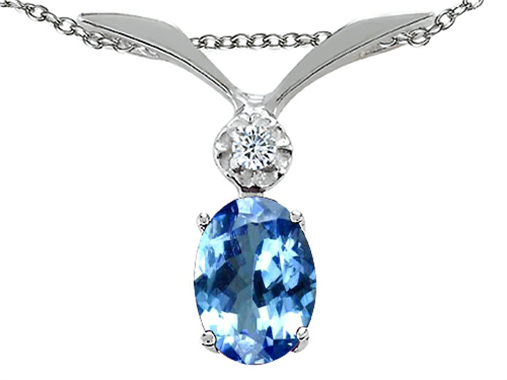 Tommaso Design™ Oval 7x5mm Genuine Tanzanite Pendant Necklace