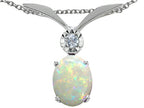 Tommaso Design™ Oval 8x6mm Genuine Opal Pendant Necklace