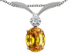 Tommaso Design™ Oval 8x6mm Genuine Citrine Pendant Necklace