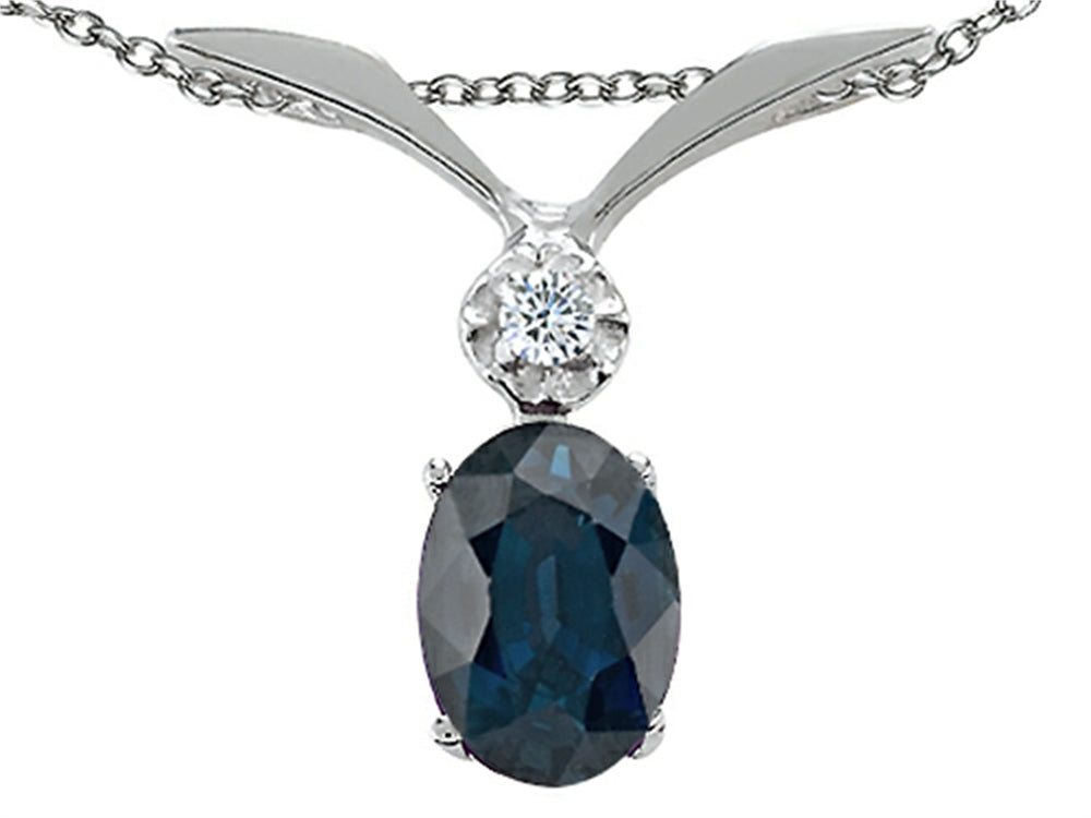 Tommaso Design™ Genuine Sapphire Oval 7x5mm Pendant Necklace