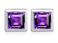 Star K™ 7mm Square Cut Simulated Amethyst Earrings Studs