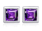 Star K™ 7mm Square Cut Simulated Amethyst Earrings Studs