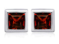 Star K™ 7mm Square Cut Simulated Garnet Earrings Studs