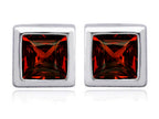 Star K™ 7mm Square Cut Simulated Garnet Earrings Studs