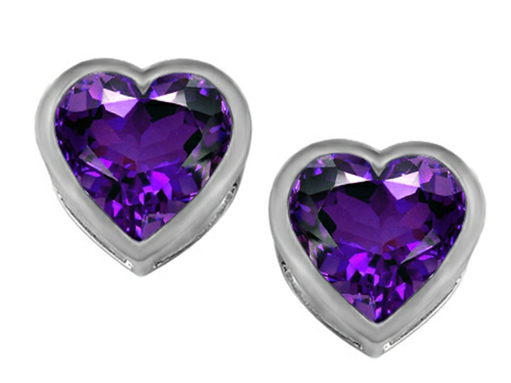 Star K™ 7mm Heart Shape Simulated Amethyst Heart Earrings Studs