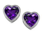Star K™ 7mm Heart Shape Simulated Amethyst Heart Earrings Studs