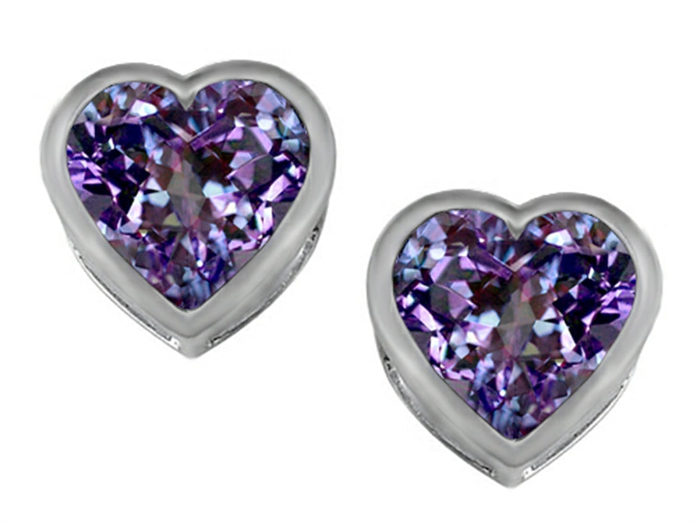 Star K™ 7mm Heart Shape Simulated Alexandrite Heart Earrings Studs
