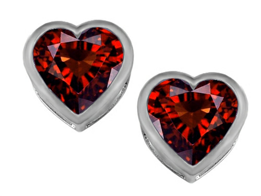 Star K™ 7mm Heart Shape Simulated Garnet Heart Earrings Studs