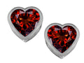 Star K™ 7mm Heart Shape Simulated Garnet Heart Earrings Studs