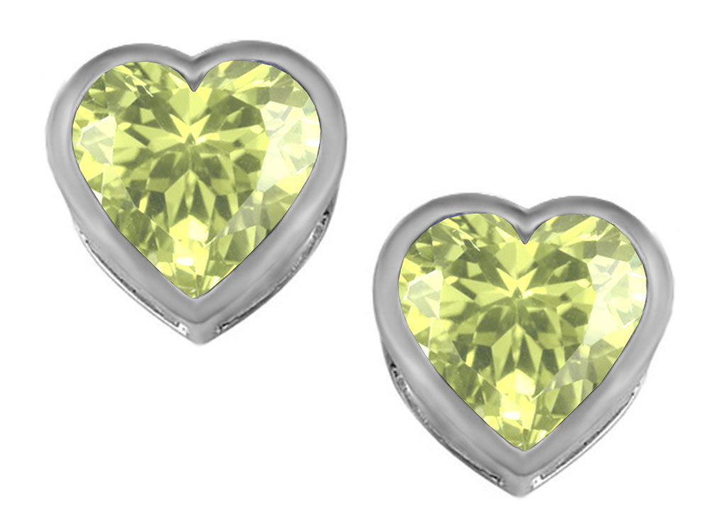 Star K™ 7mm Heart Shape Simulated Peridot Heart Earrings Studs